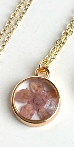 Gold Pressed Flower Necklace - Multiple Styles Available