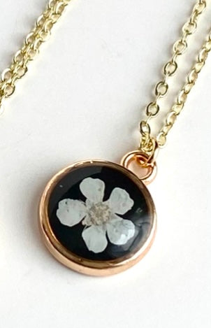 Gold Pressed Flower Necklace - Multiple Styles Available