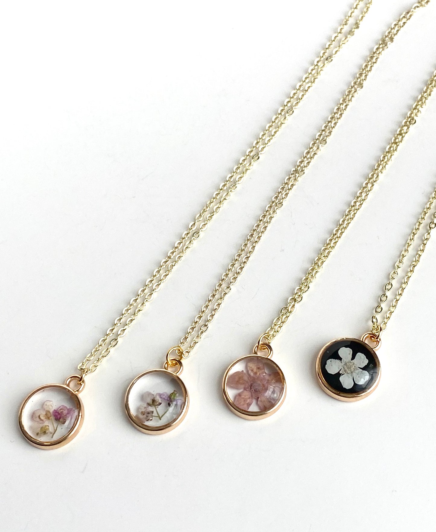 Gold Pressed Flower Necklace - Multiple Styles Available