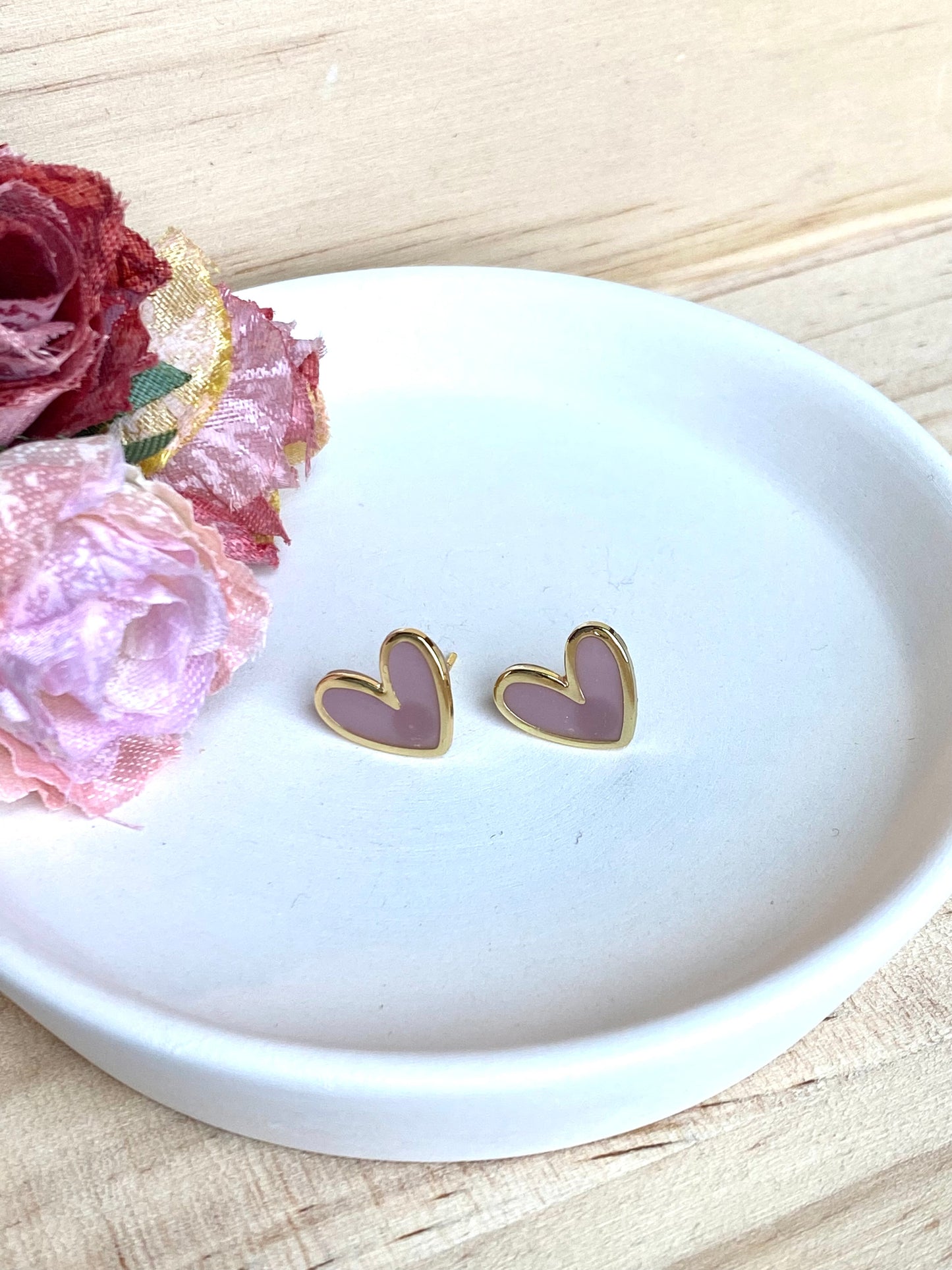 Dainty Heart Studs - Multiple Colors Available