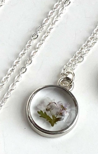 Silver Pressed Flower Necklace - Multiple Styles Available