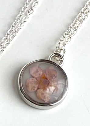 Silver Pressed Flower Necklace - Multiple Styles Available