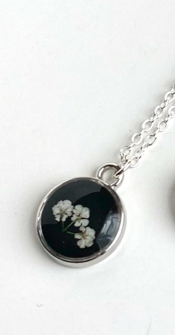 Silver Pressed Flower Necklace - Multiple Styles Available