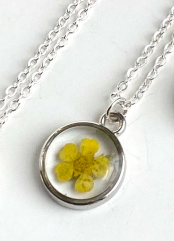 Silver Pressed Flower Necklace - Multiple Styles Available